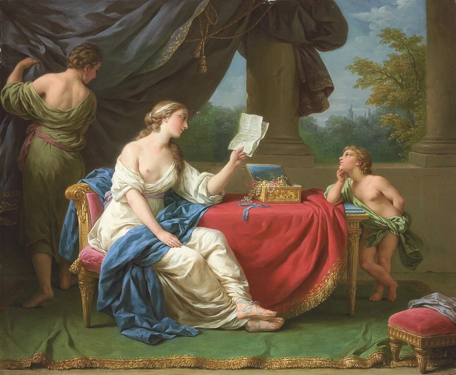 Penelope legge una lettera di Ulisse
